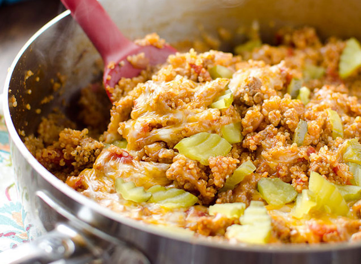 cheeseburger quinoa skillet