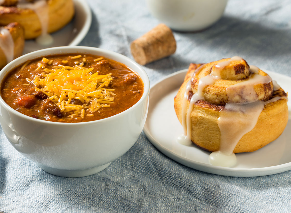 Chili and cinnamon roll dish