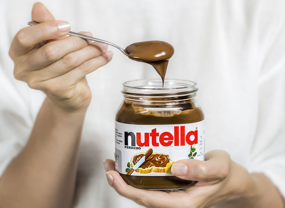 eating nutella with a spoon