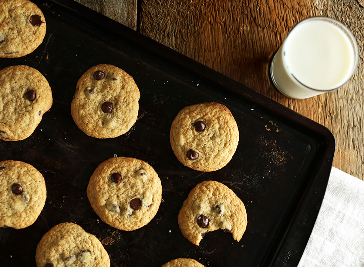 gluten free chocolate chip cookies on baking sheet