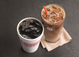 Hot and iced coffee at dunkin donuts