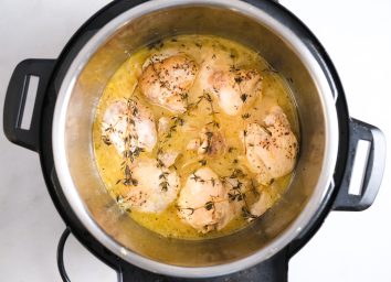 cooked lemon chicken inside an Instant Pot