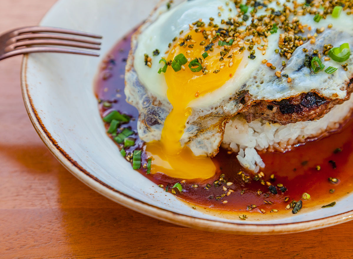 hawaiian loco moco with meat and egg