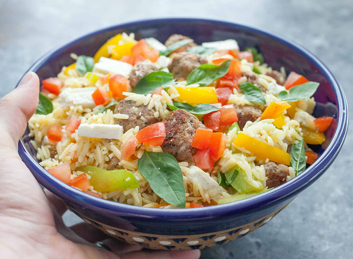 meatball orzo salad