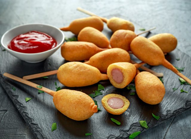 mini corn dog bites with ketchup