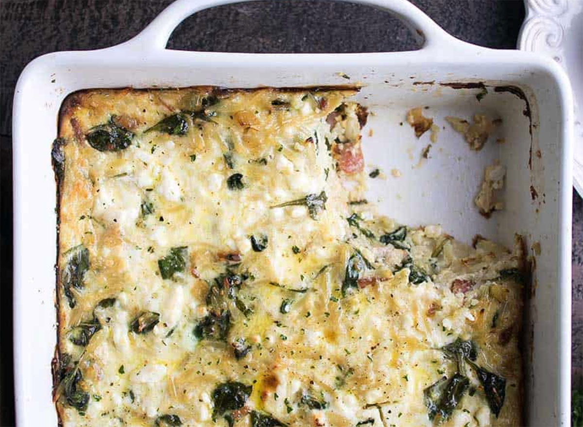 orzo frittata in baking dish