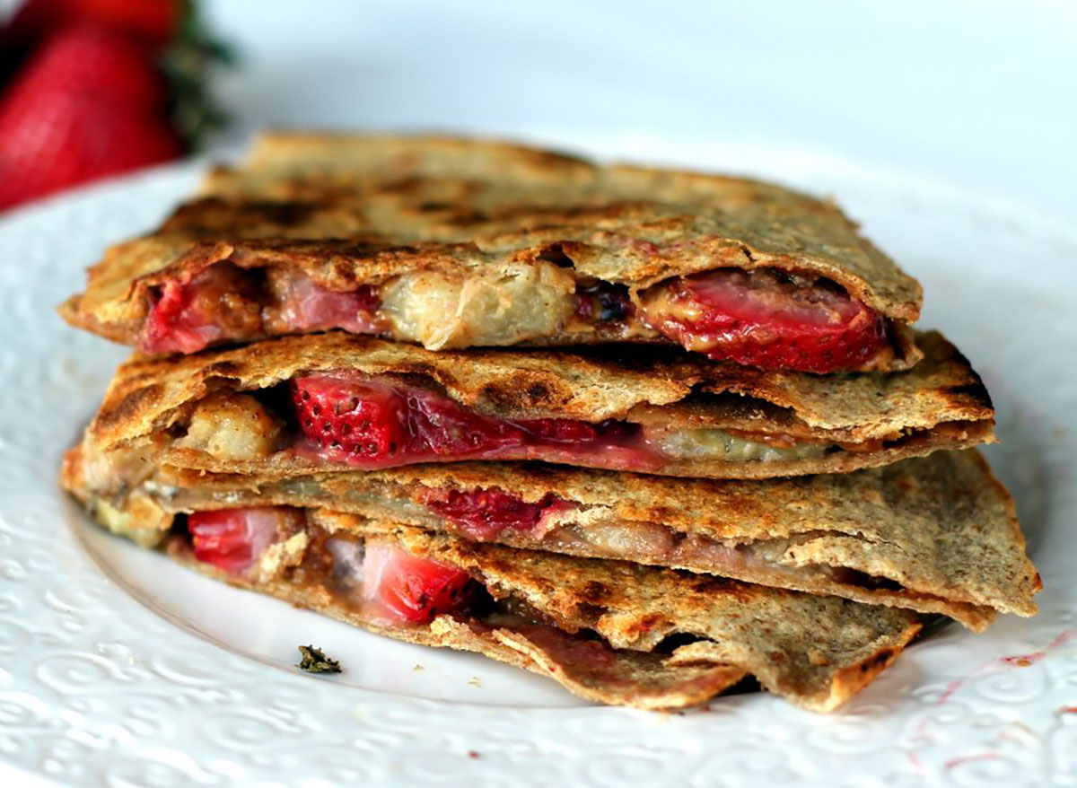 peanut butter strawberry banana quesadillas