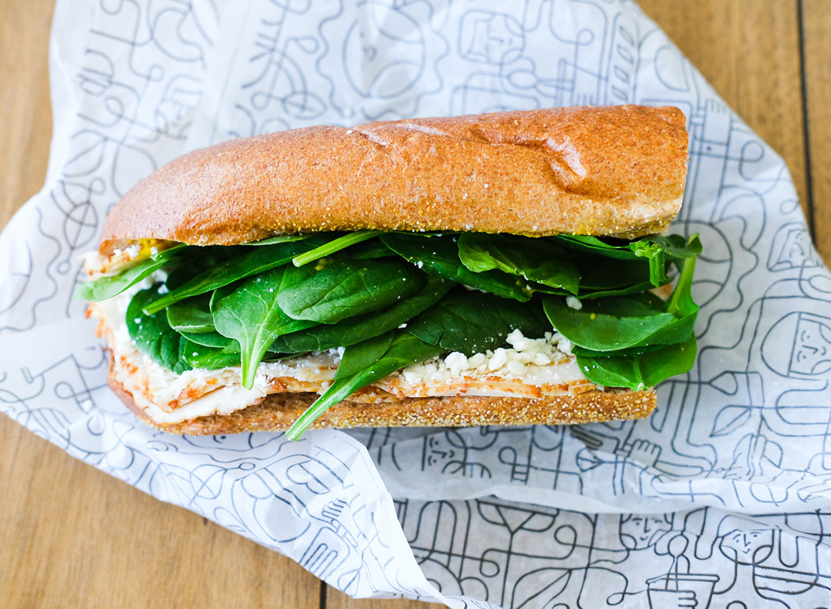 chicken sandwich with spinach and feta from publix