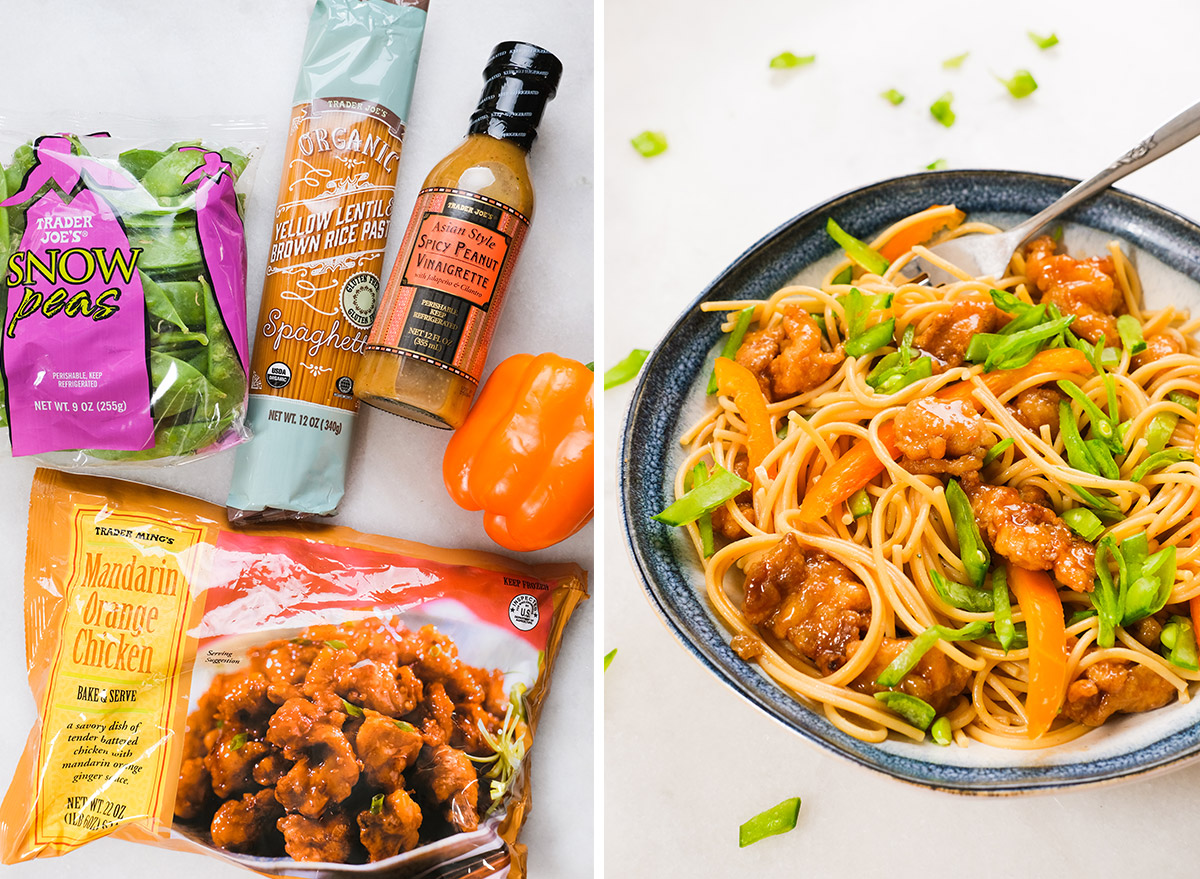 orange chicken pasta with trader joes ingredients