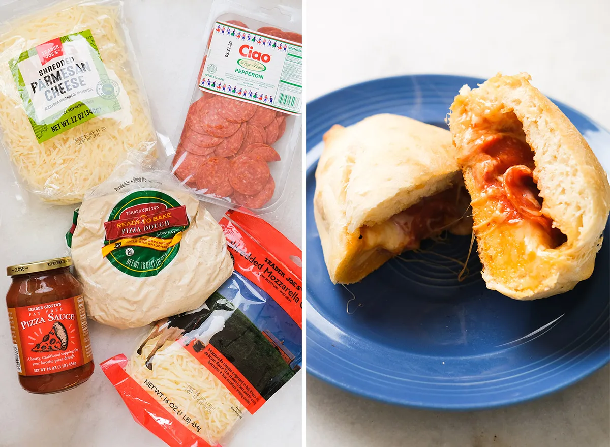 mini calzone on a plate with ingredients