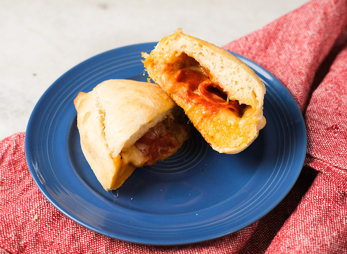 mini pepperoni calzone on a plate