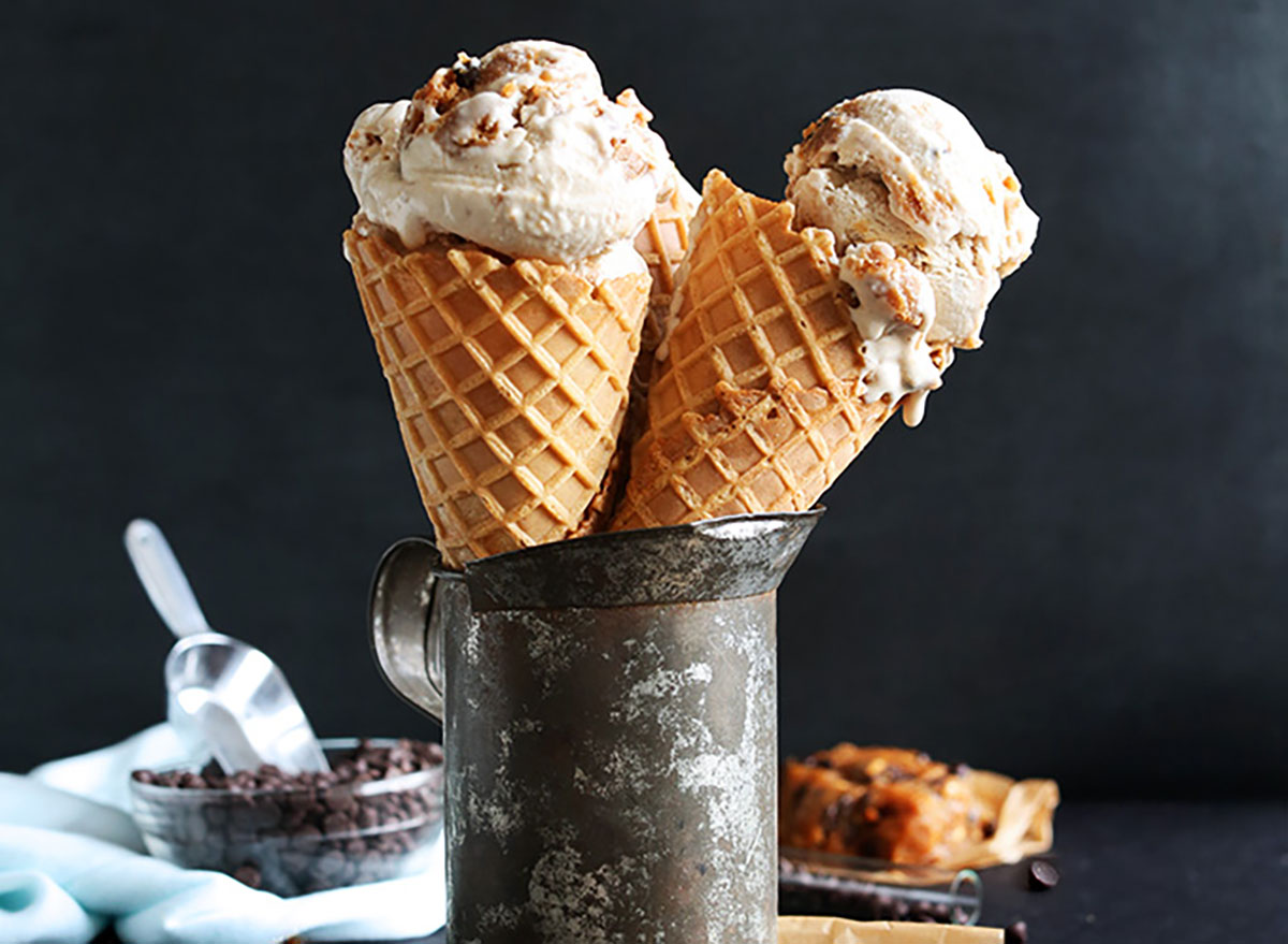 vegan ice cream cones with chocolate chips
