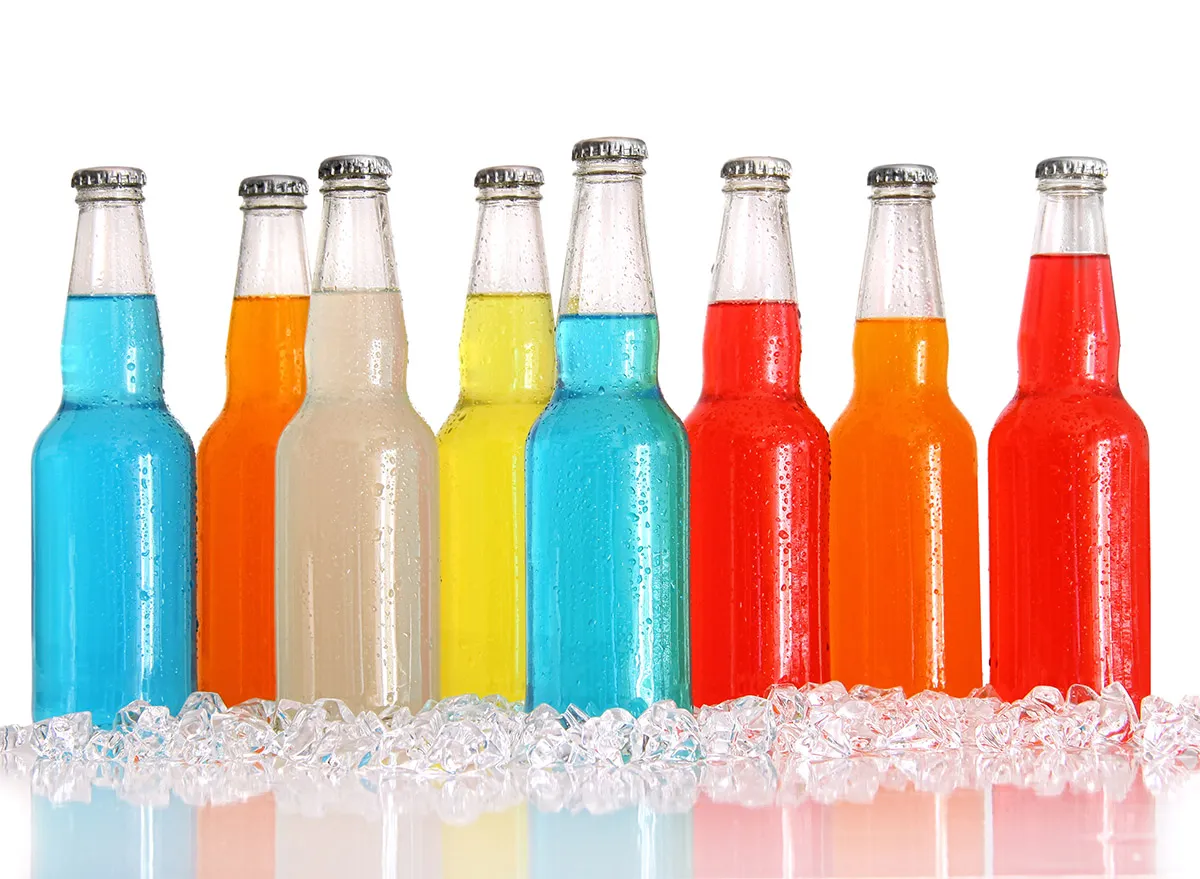 colorful wine cooler drinks in glass bottles