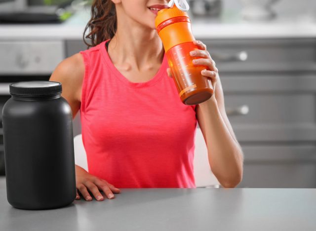 Woman drinking meal replacement shake