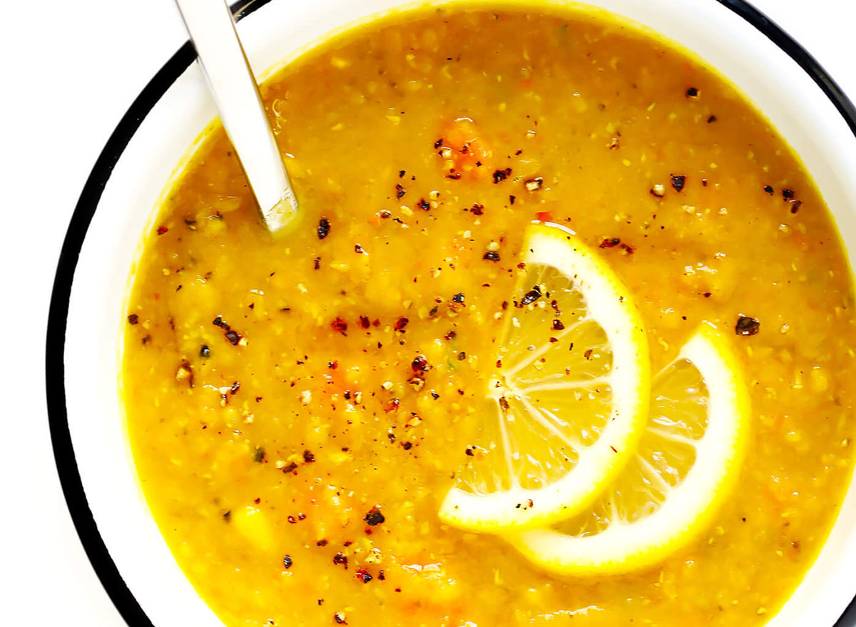 Lemony Lentil Soup recipe from Gimme Some Oven