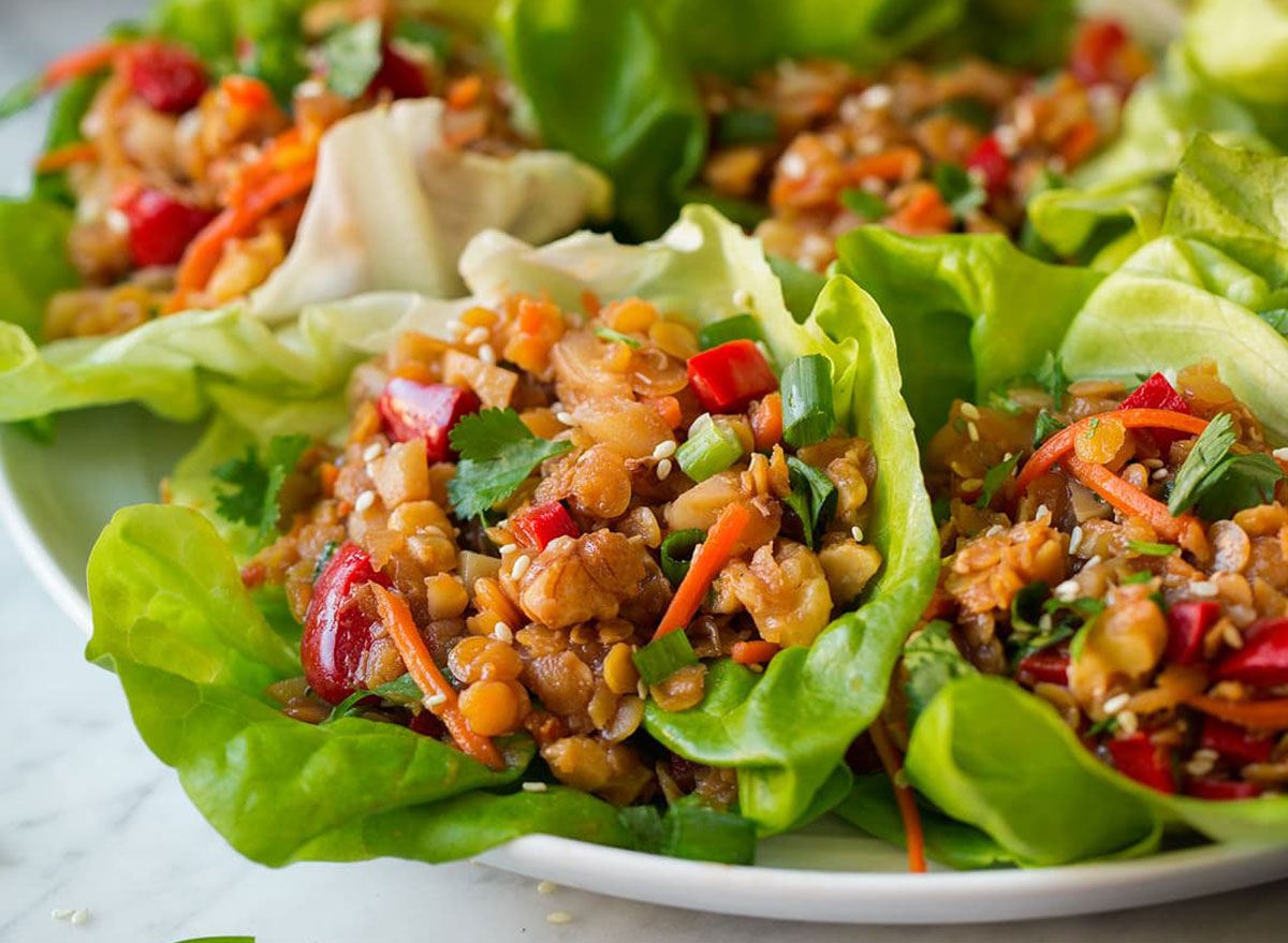 Asian Lentil Lettuce Wraps recipe from Cooking Classy