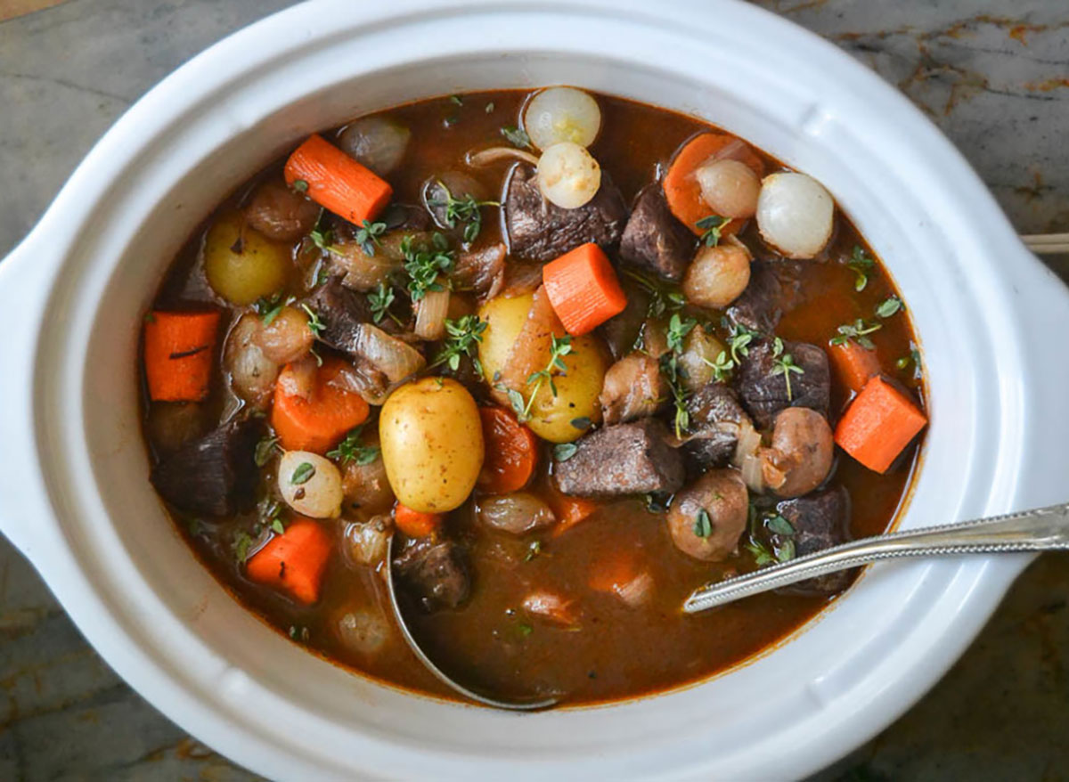 bowl of beef bourguignon