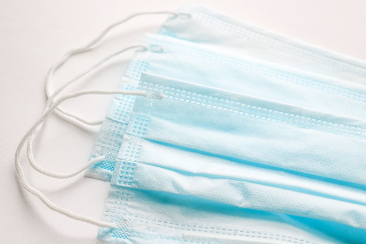 Surgical masks on a table