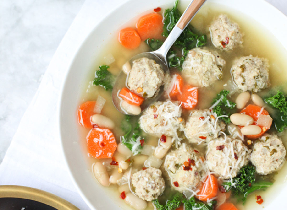 kale and turkey meatball soup