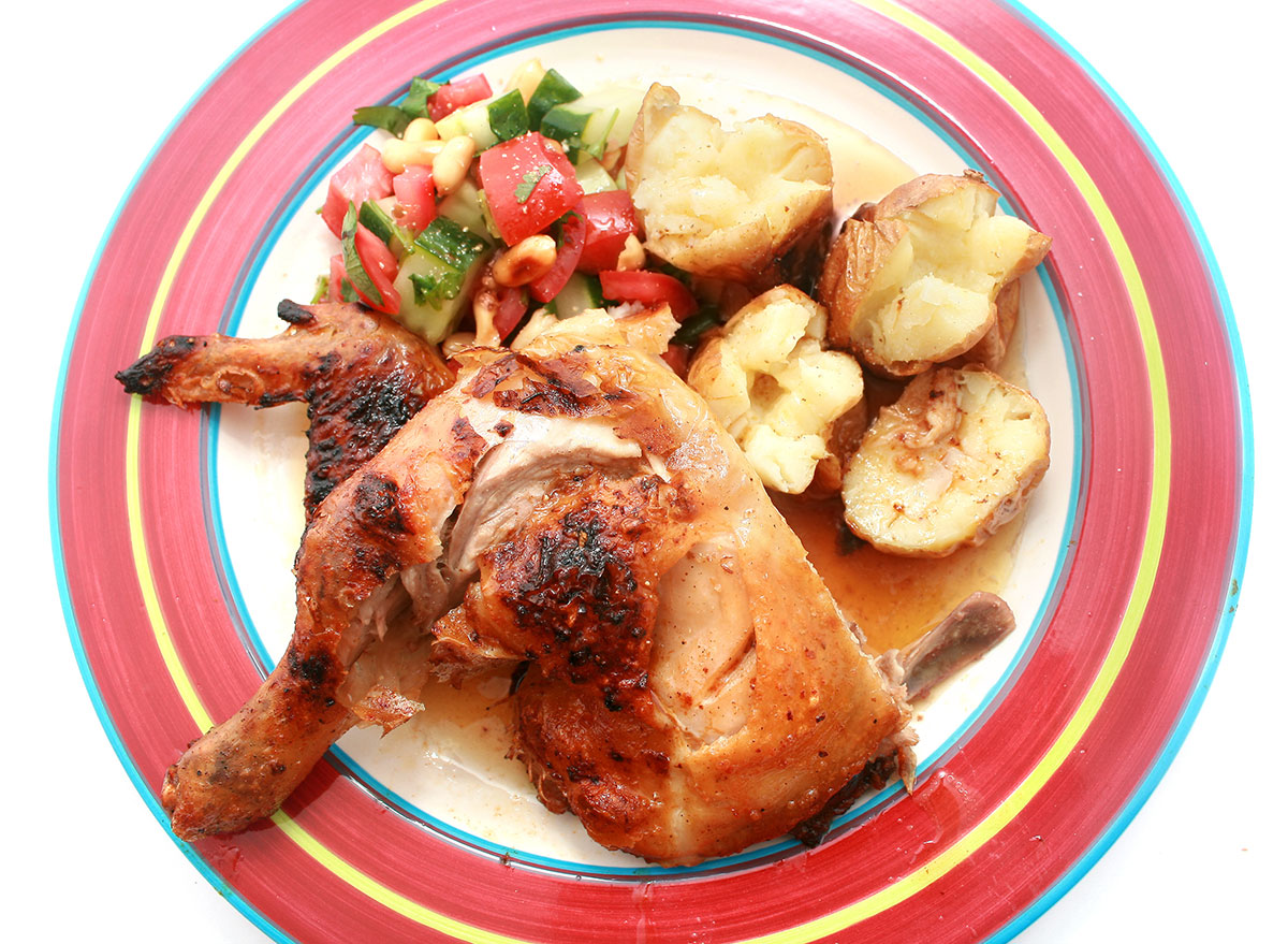 maryland chicken with potatoes on plate