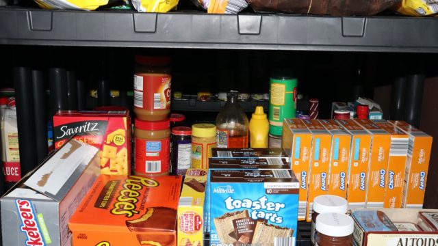 Prepper Shelves Basement Black Granola and Poptart Stockpile