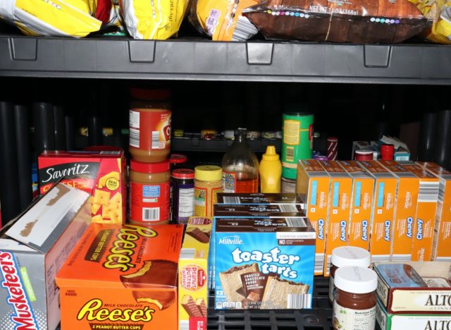 Prepper Shelves Basement Black Granola and Poptart Stockpile