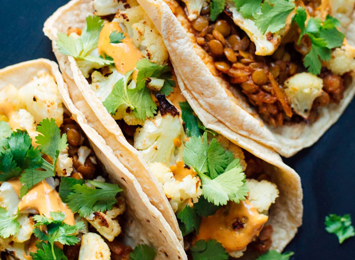Roasted Cauliflower Lentil Tacos recipe from Cookie and Kate