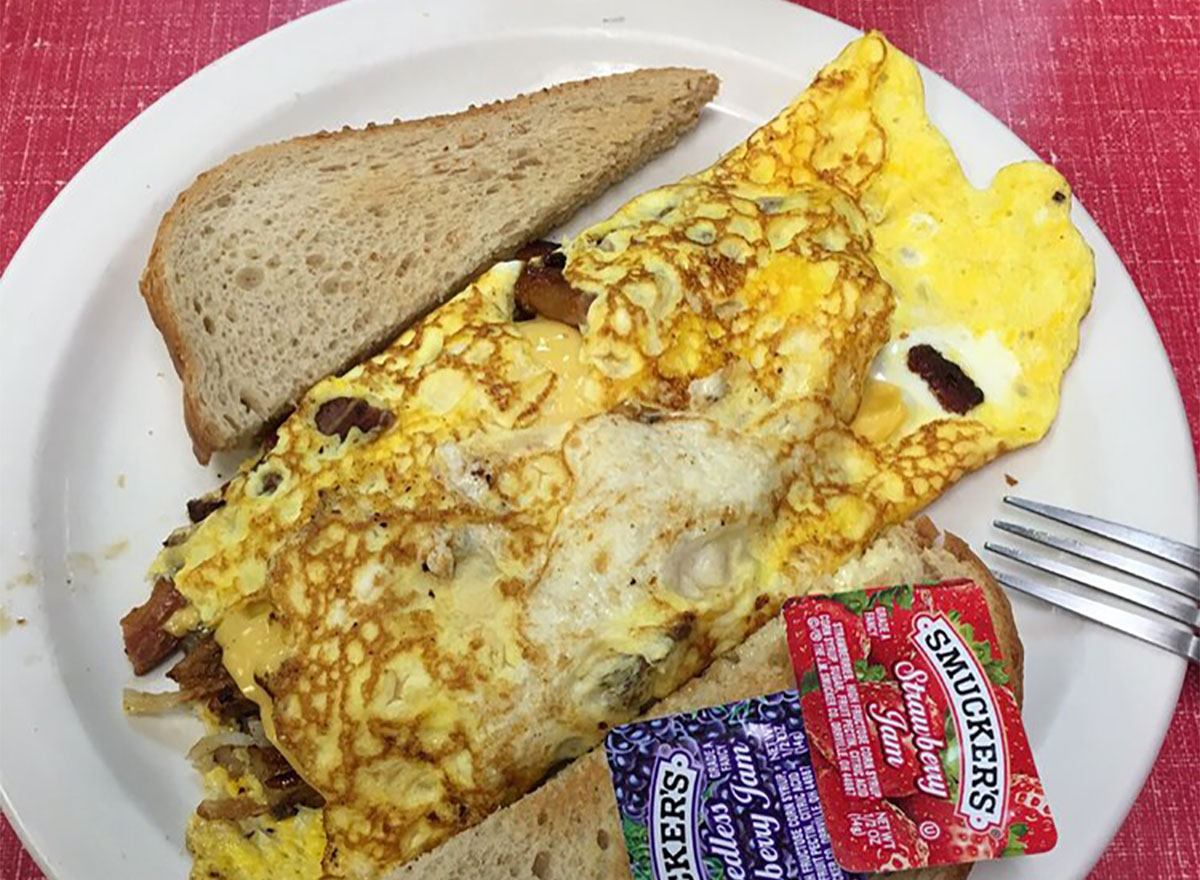 plate of scrambled eggs and toast