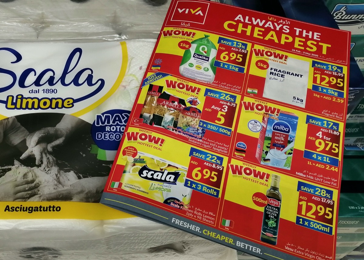supermarket flyer displays discount and promotional offers for a range of consumer goods