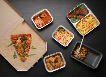 takeout containers with food
