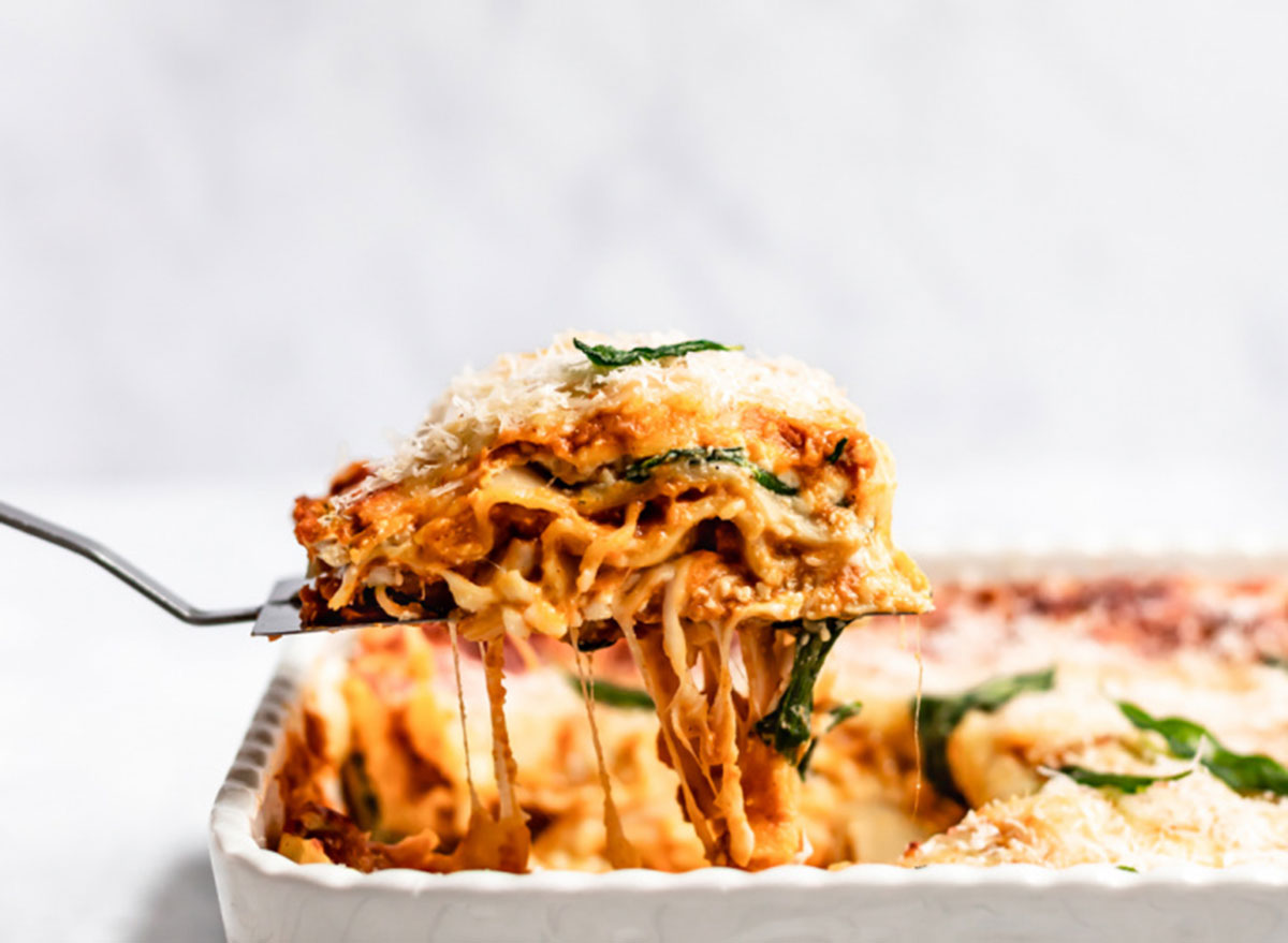 vegetarian spinach pumpkin lasagna