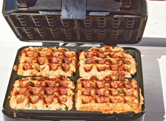 hash browns in a waffle iron