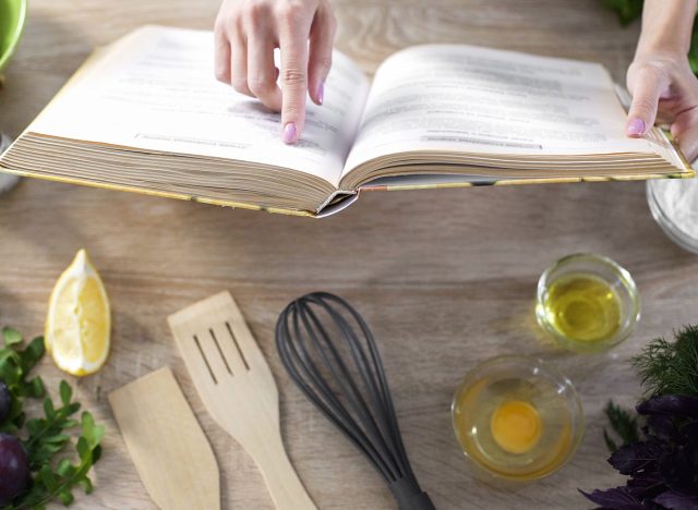 woman reading a recipe