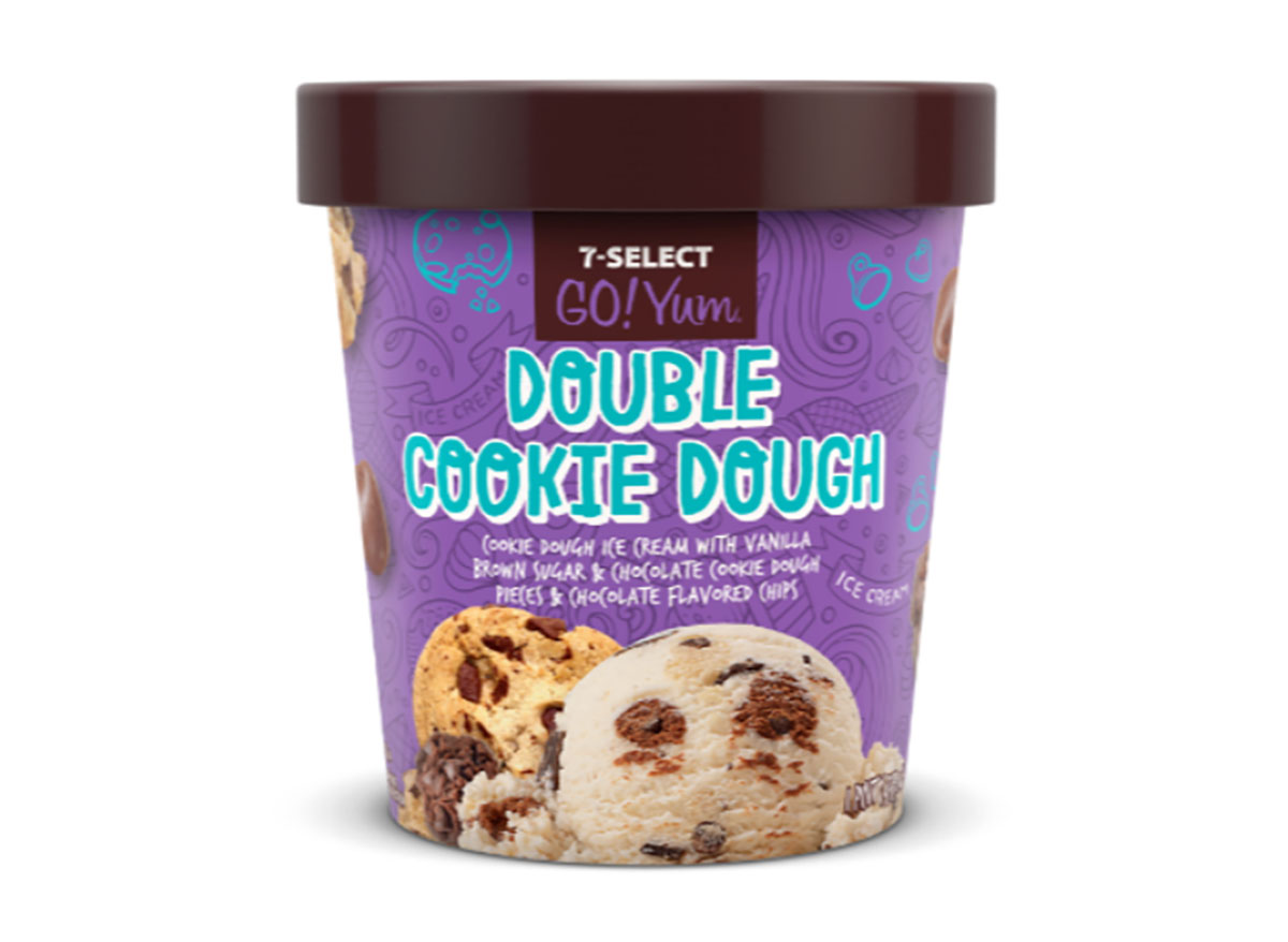 pint of 7 eleven double cookie dough ice cream