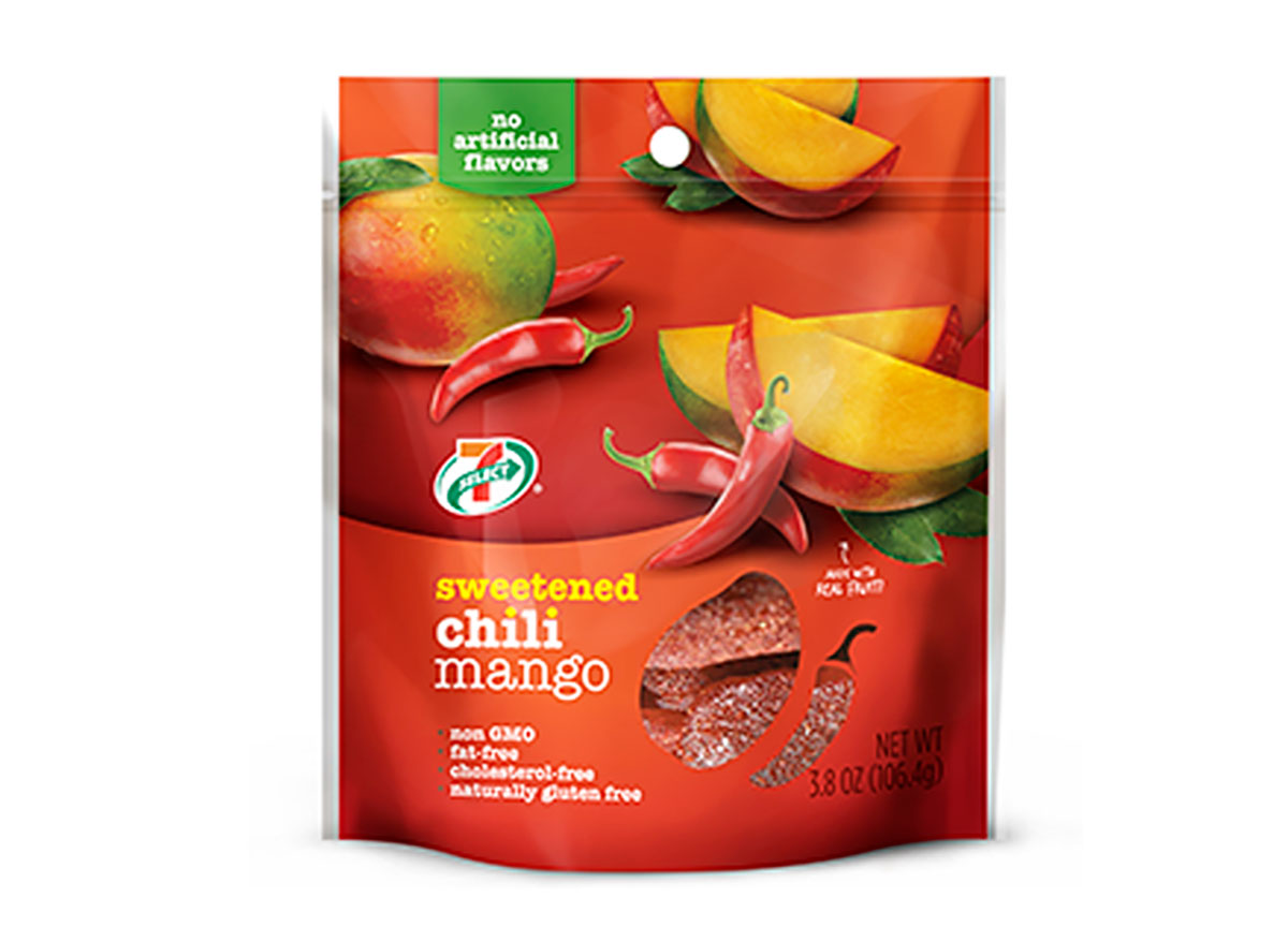 bag of dried chili mango slices from 7 eleven