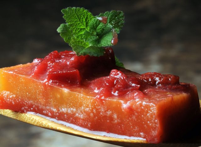 fruit aspic gelatin topped with preserves