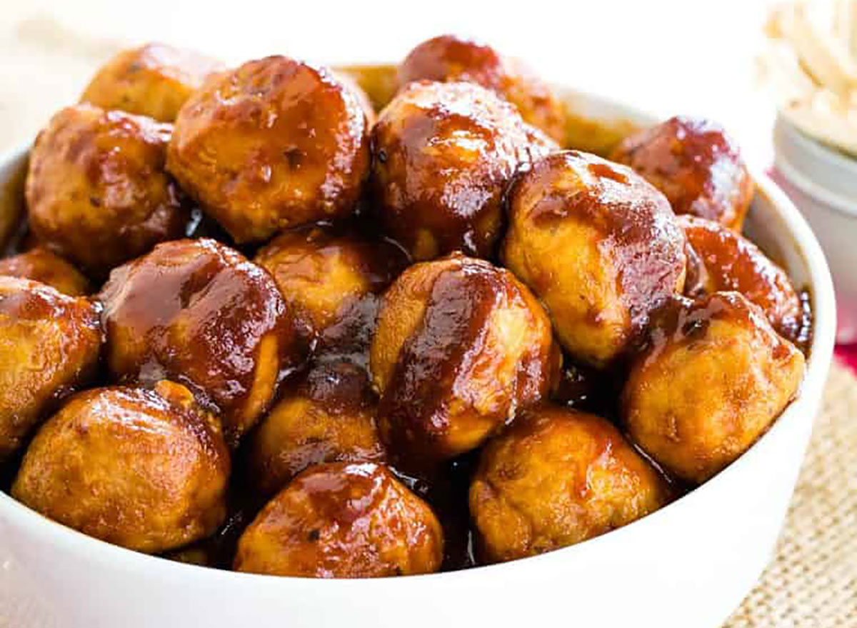 bowl of bbq turkey meatballs