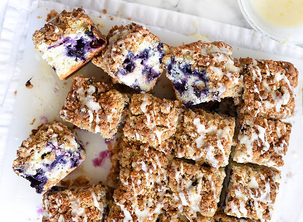 blueberry buckle cut into squares