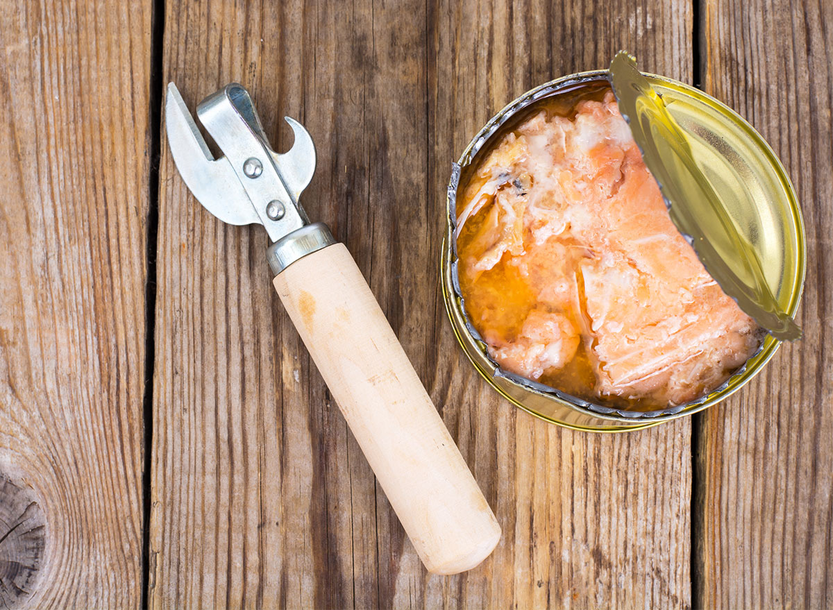 canned salmon with can opener
