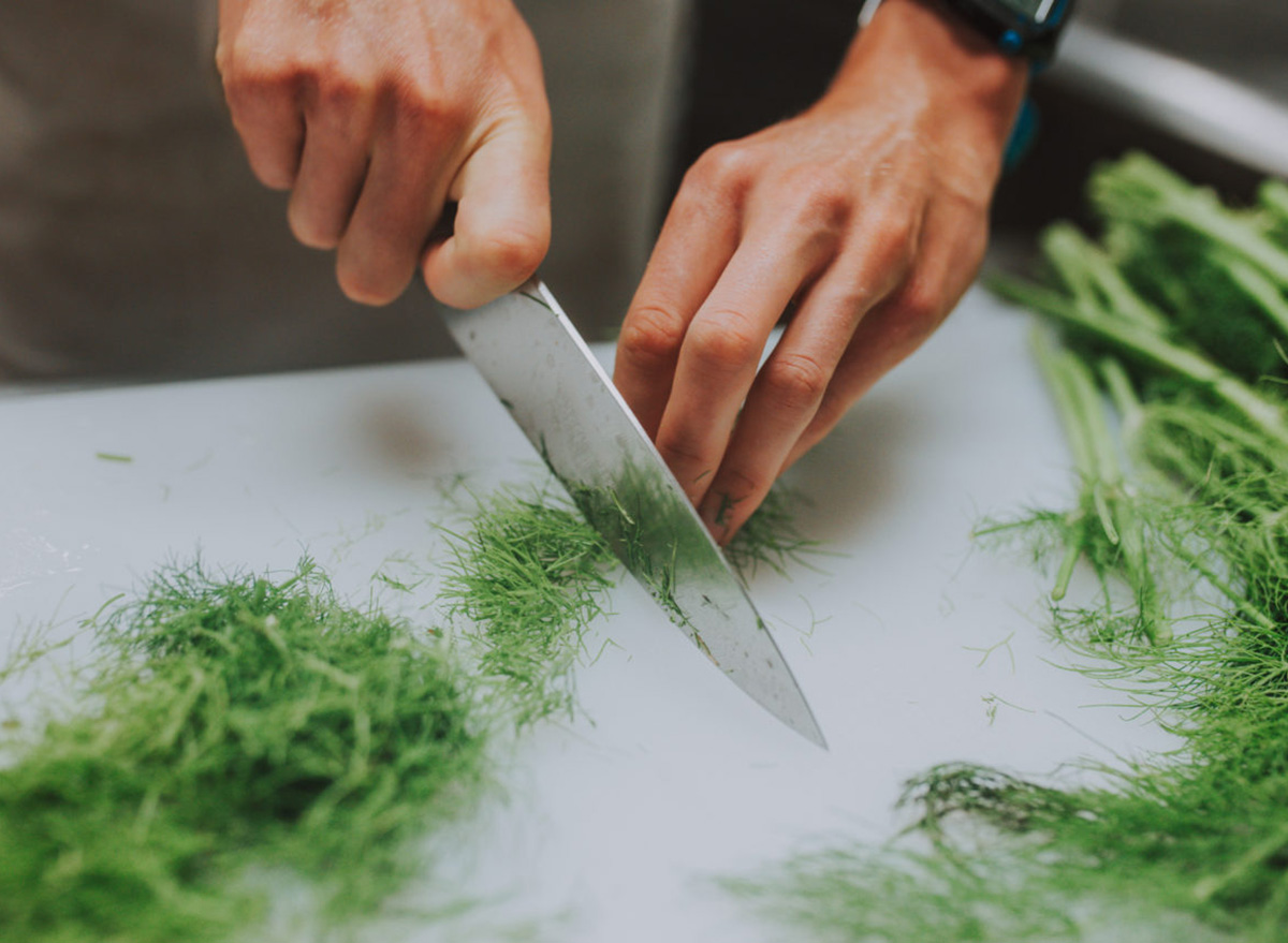 chopping dill