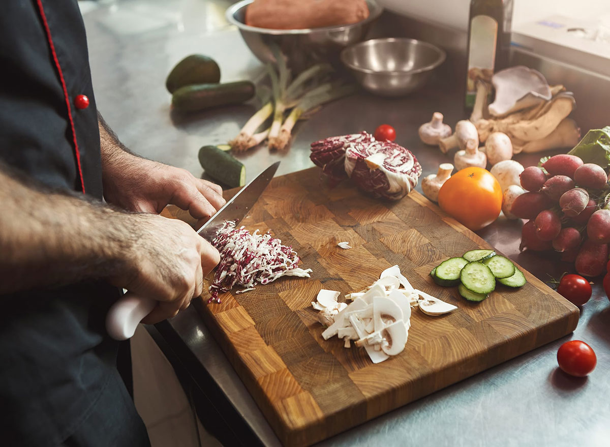 chopping vegetables