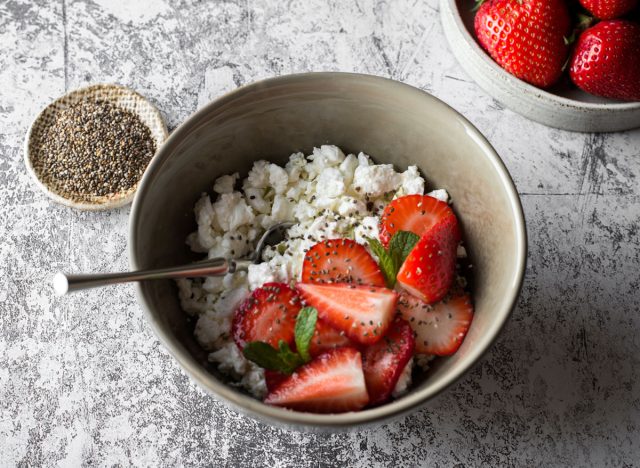 cottage cheese chia seeds strawberries high protein snack