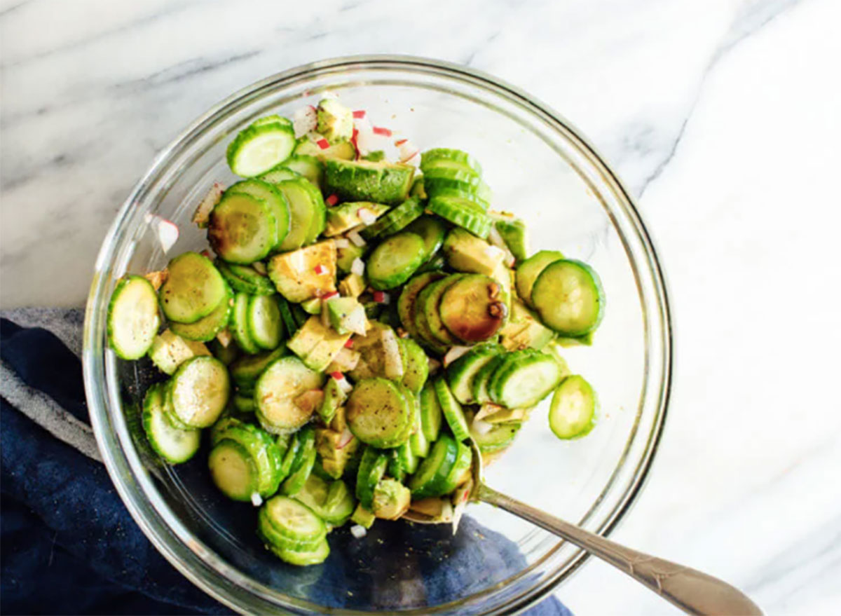 cucumber salad in bowl