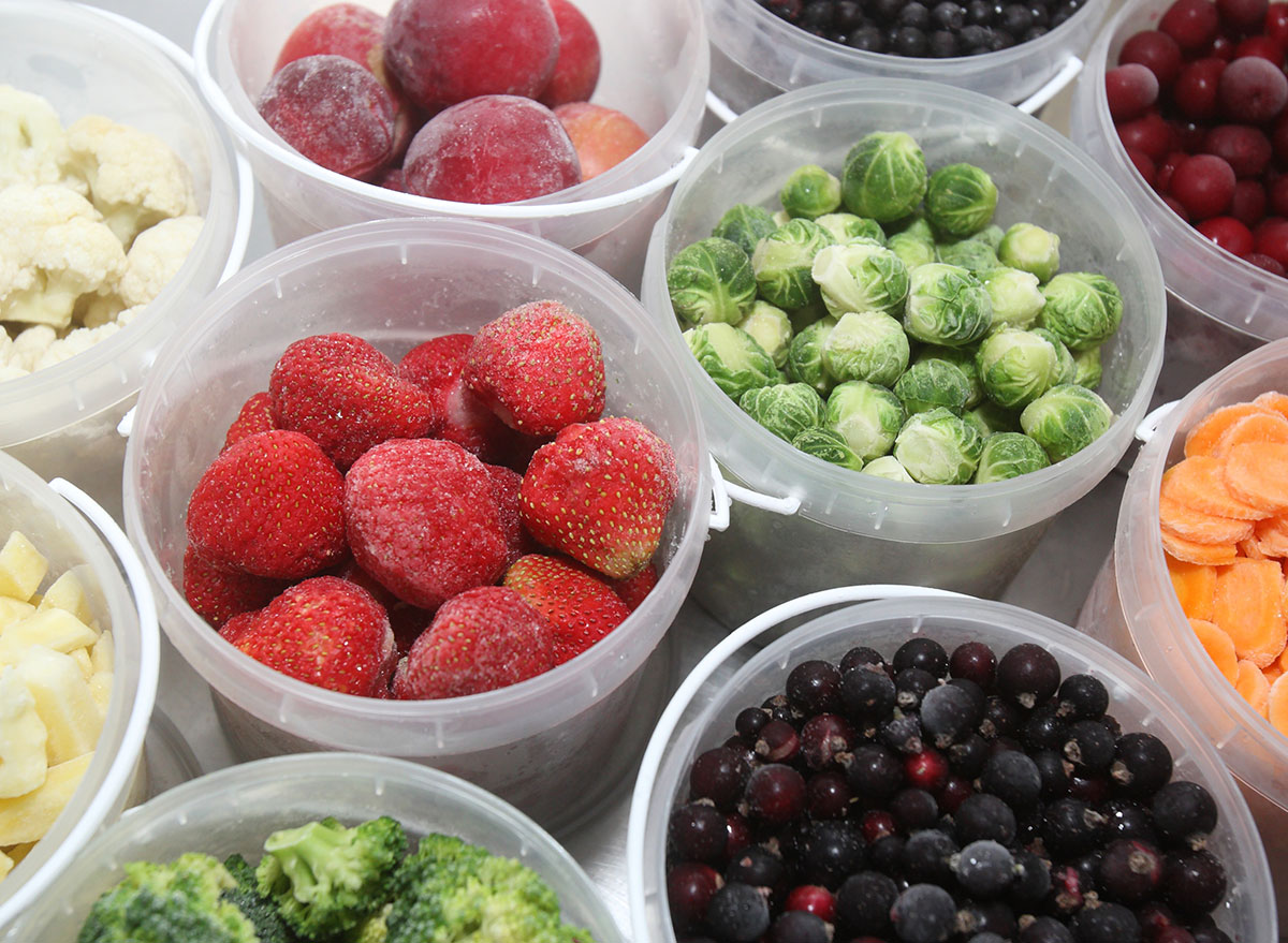 frozen fruits and vegetables in containers