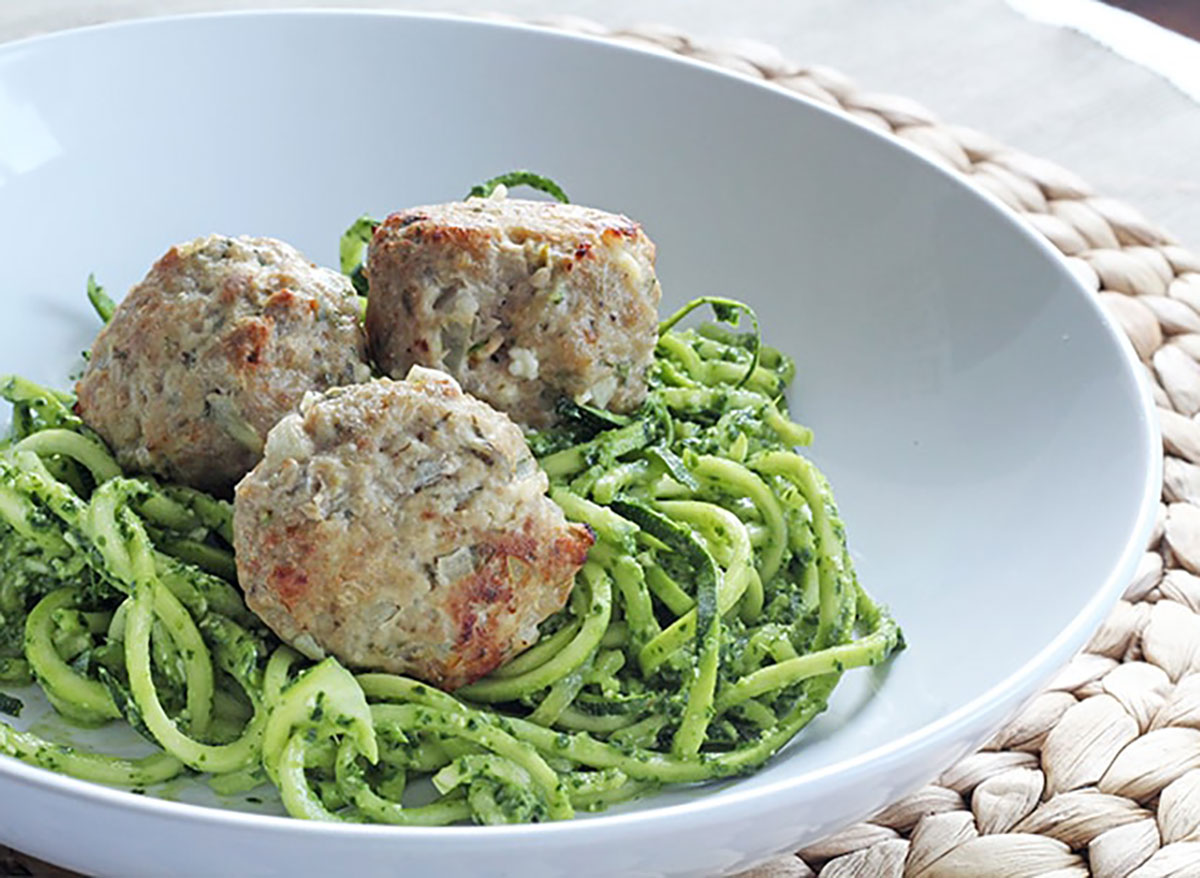 zucchini pasta with turkey meatballs