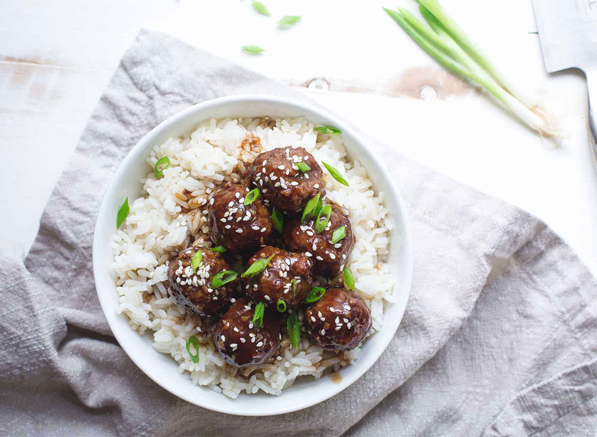 hoisin turkey meatballs with rice