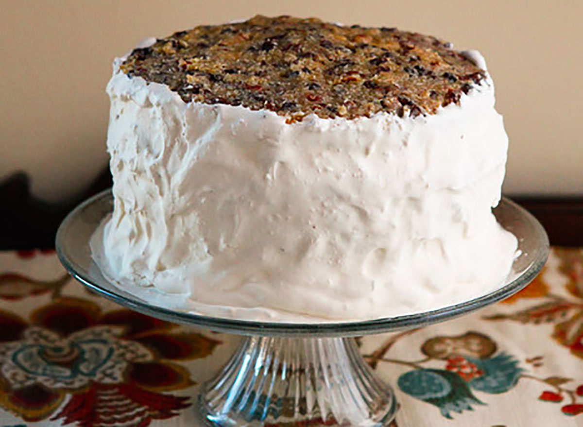 whole lane cake on cake stand