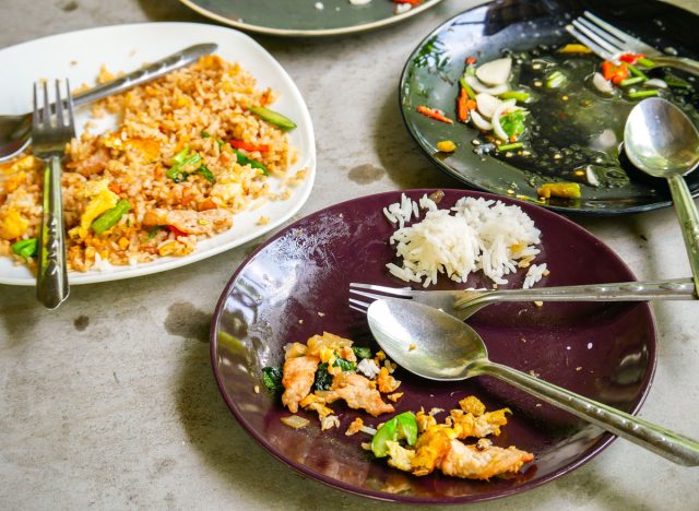 leftover food at restaurant