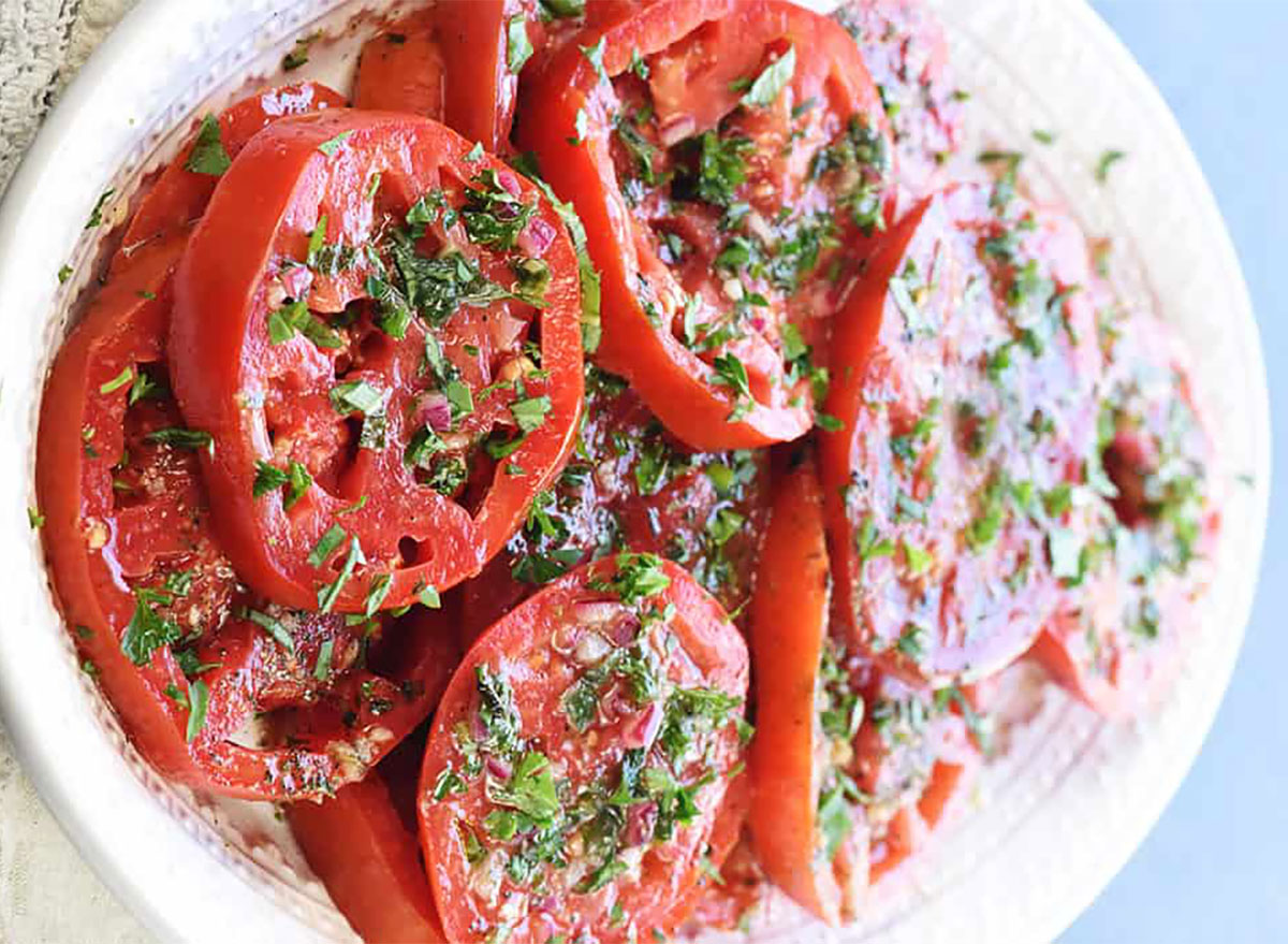 marinated sliced tomatoes