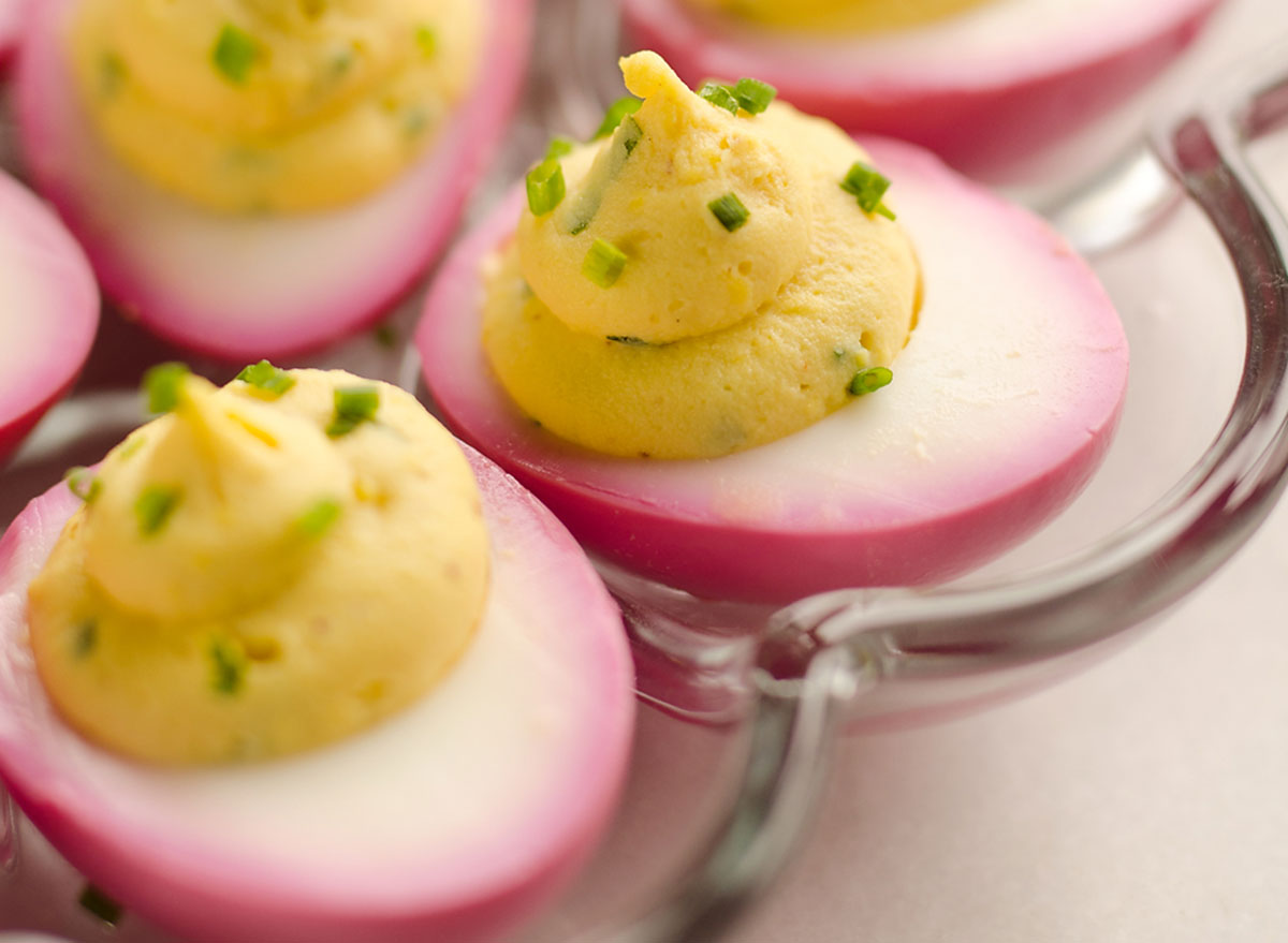 recipes for boredom pink pickled deviled eggs